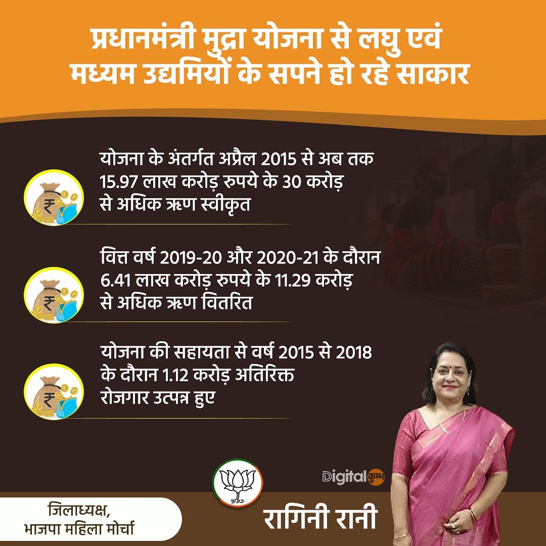 Dr.Ragini Rani - प्रधानमंत्री मुद्रा योजना के अंतर्गत अप्रैल 2015 से अब ...