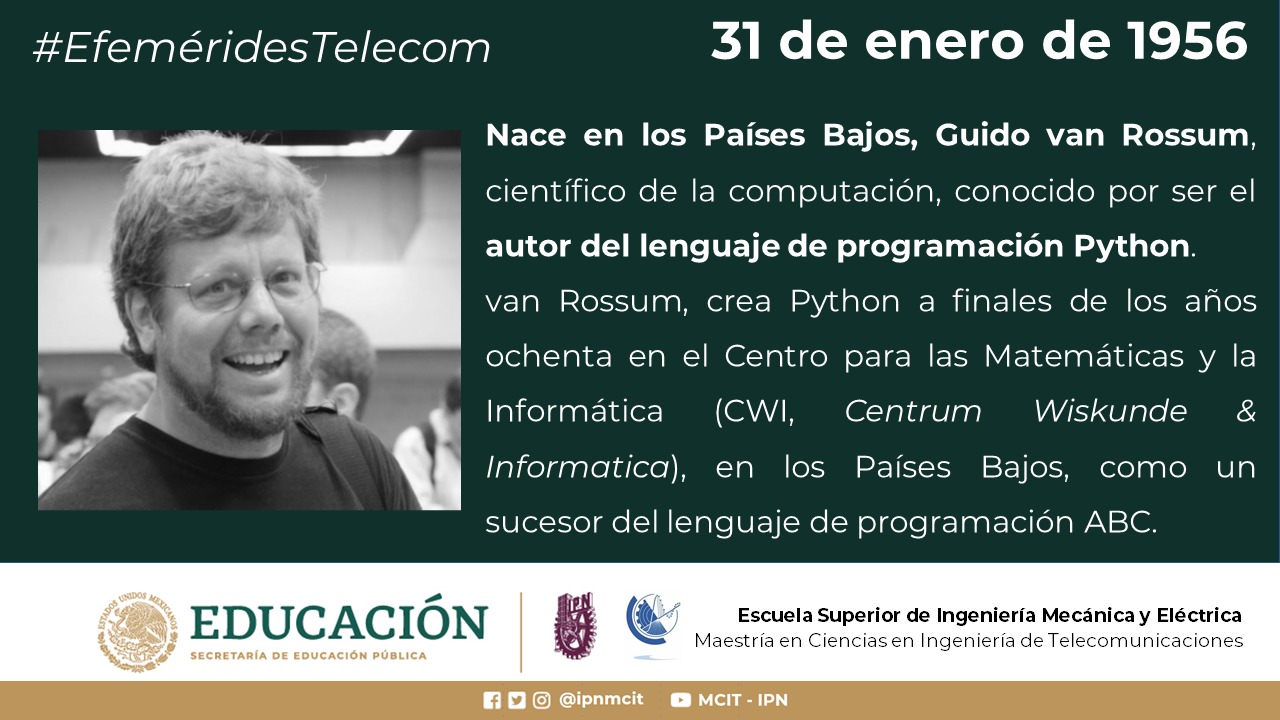 IPN - PCIT - #EfeméridesTelecom Python es un lenguaje de...