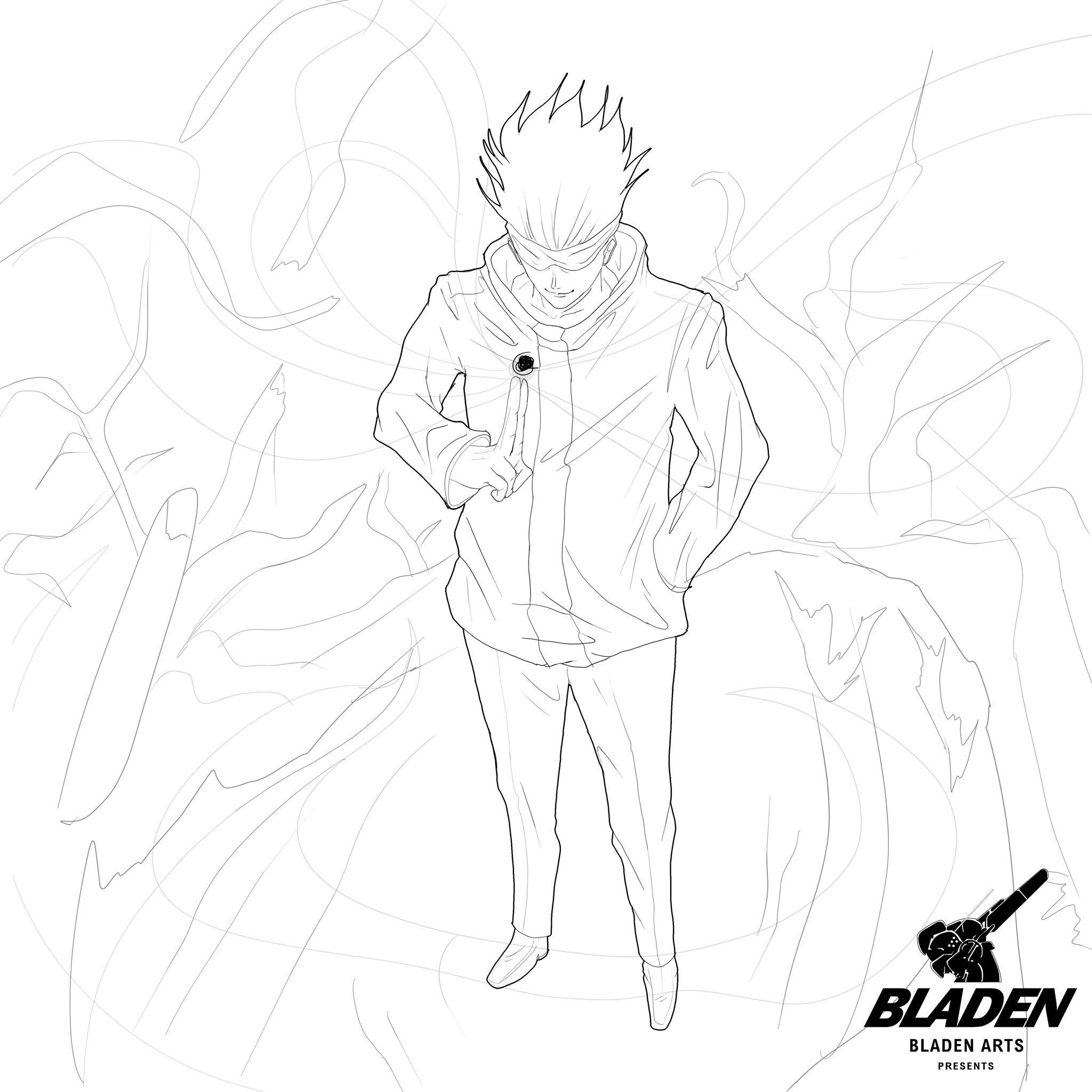 Bladen art - gojo sensei infinity jutsu line work...
