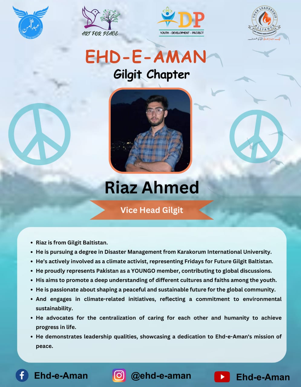 Ehd-e-Aman - 🌐 Riaz Ahmed, our Vice Head with a global perspective ...