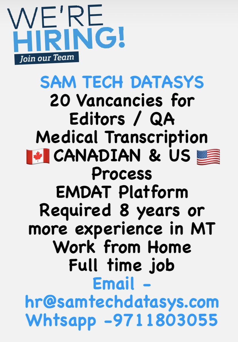 Hiring Editors Medical Transcription | Facebook