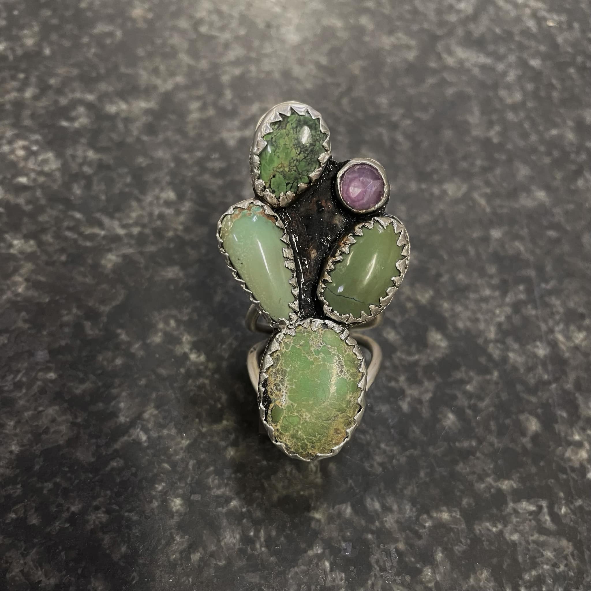 AeraVida Sterling Silver Cactus Band Ring - Desert Accent, Handmade .925 Silver, Size 7