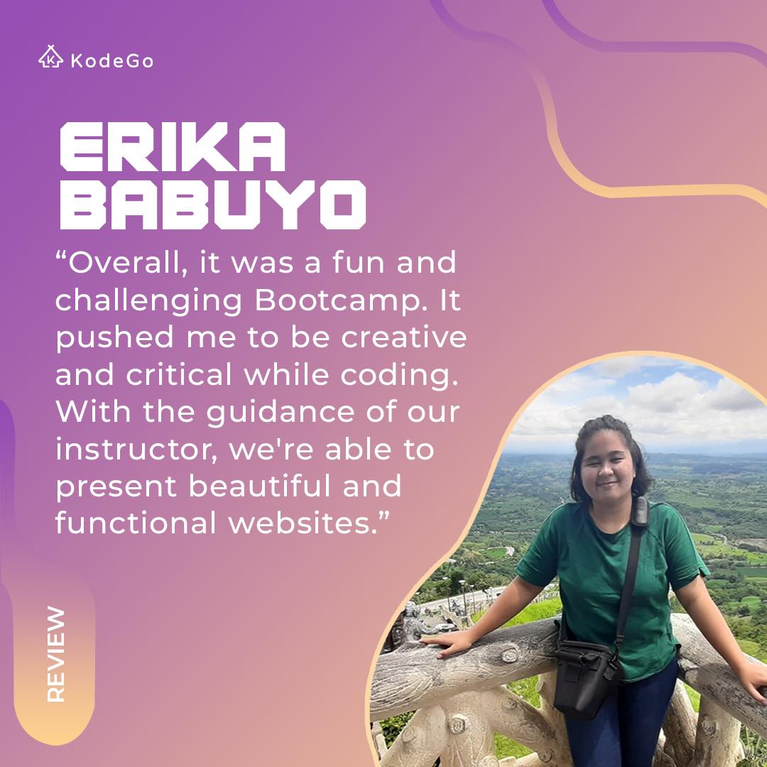KodeGo - Our former student, Erika Babuyo talks about how... | Facebook