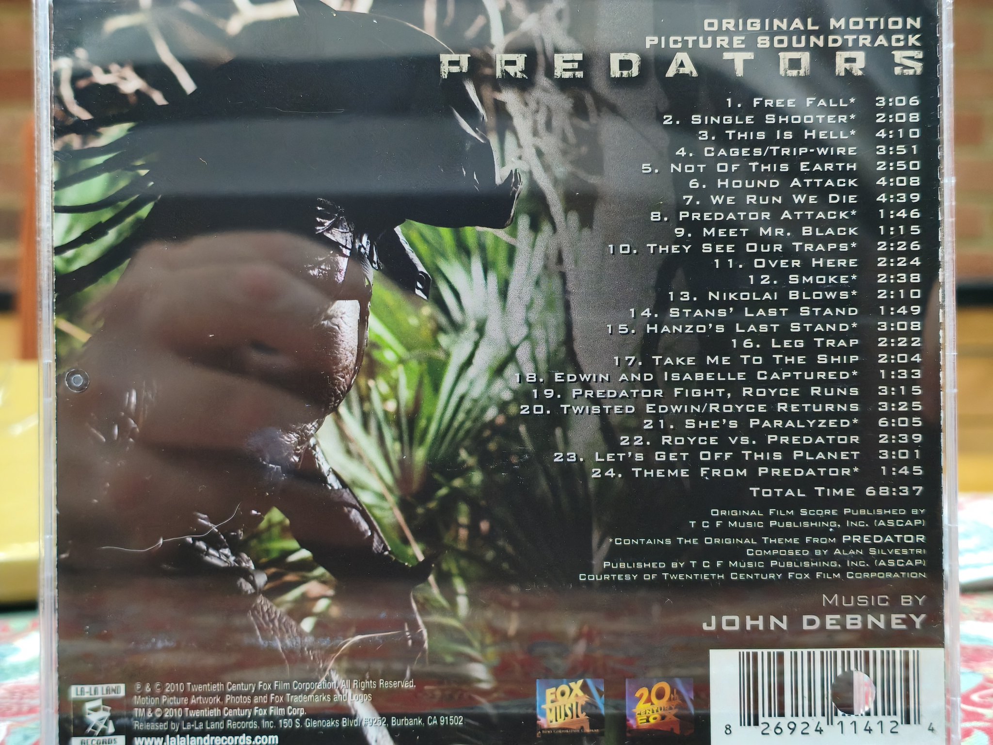 John Debney's Predators soundtrack CD with punched barcode