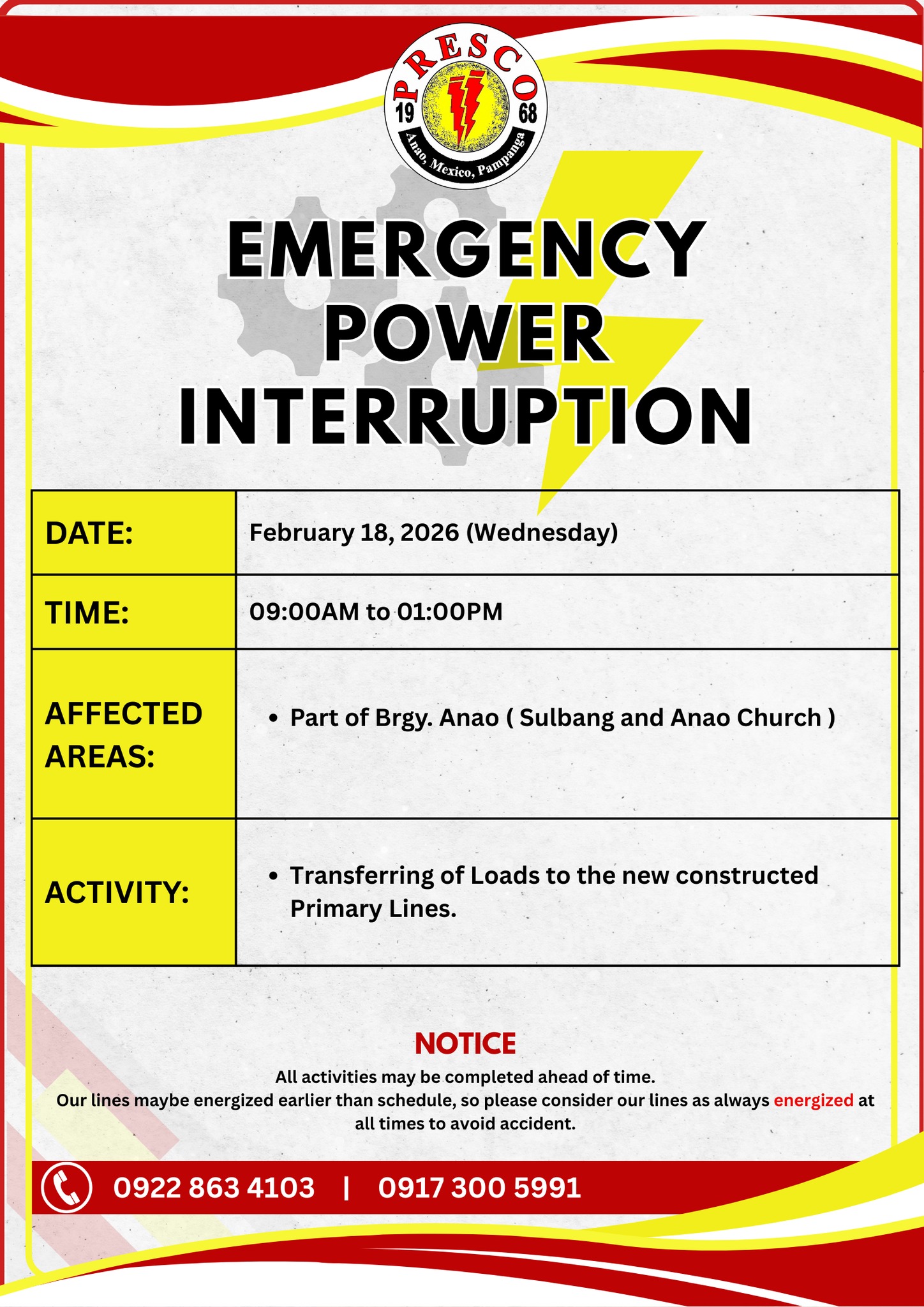 Presco Pampanga - Please be informed that we will be... | Facebook