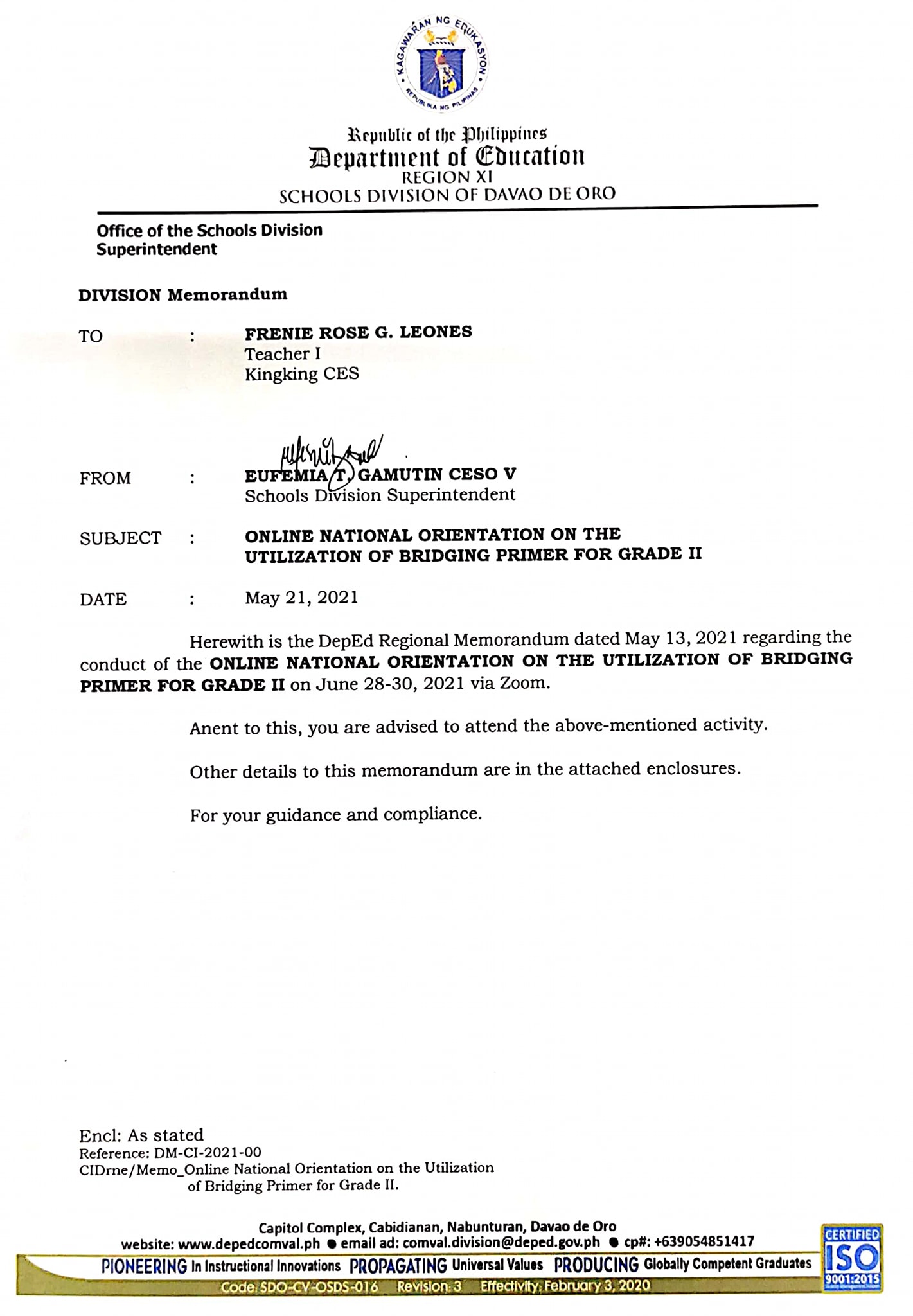 Di... - DepEd Davao de Oro- Curriculum Implementation Division
