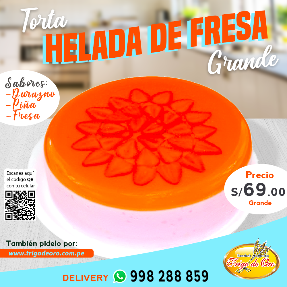 Pastelería - ️🥧🍰 𝑻𝑶𝑹𝑻𝑨 𝑯𝑬𝑳𝑨𝑫𝑨 𝑫𝑬 𝑭𝑹𝑬𝑺𝑨 😍🎂 . GRANDE -𝑻𝒐𝒓𝒕𝒂 𝑯𝒆𝒍𝒂𝒅𝒂