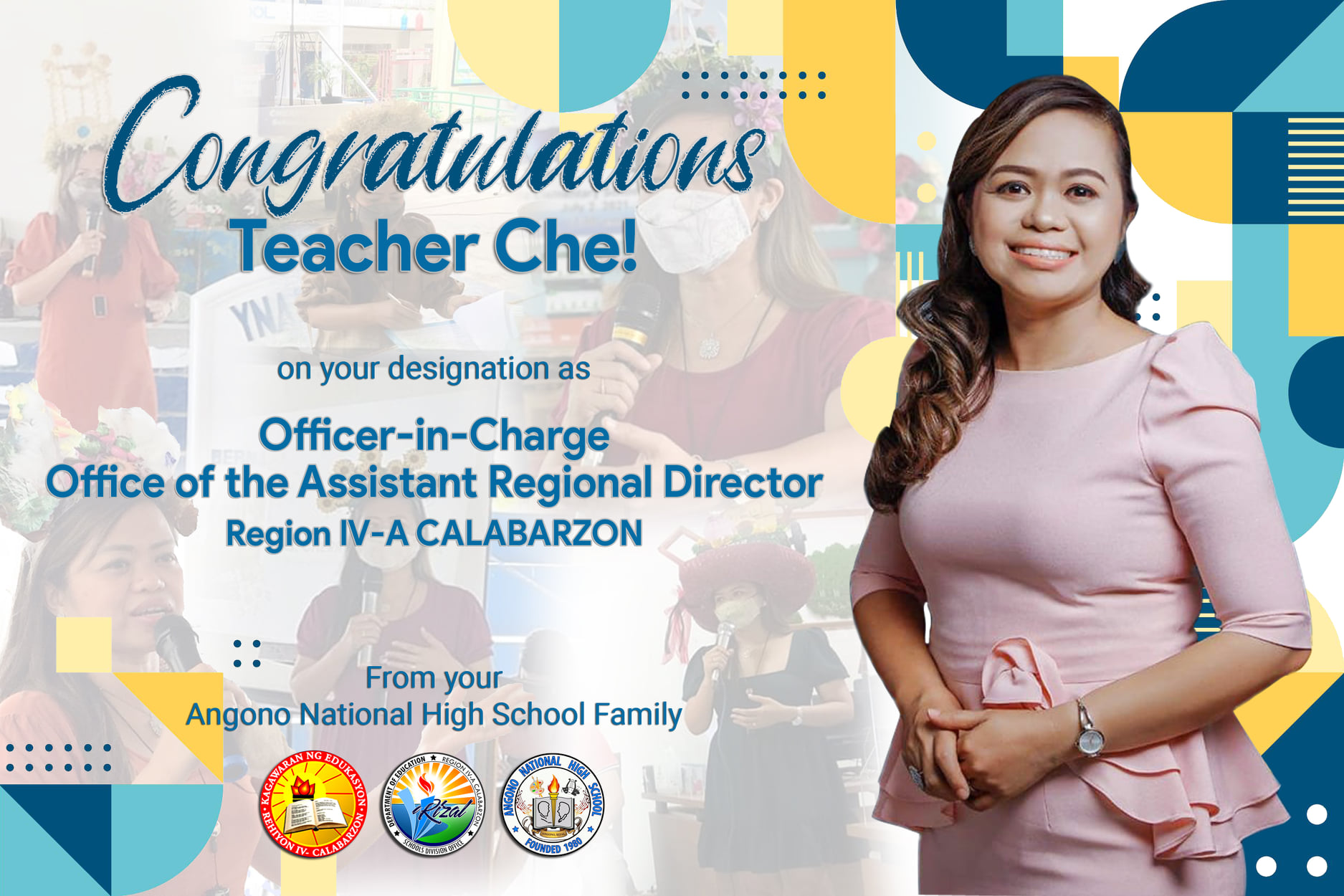 DepEd - Congratulations Teacher Che! On your Designation as Officer-in ...