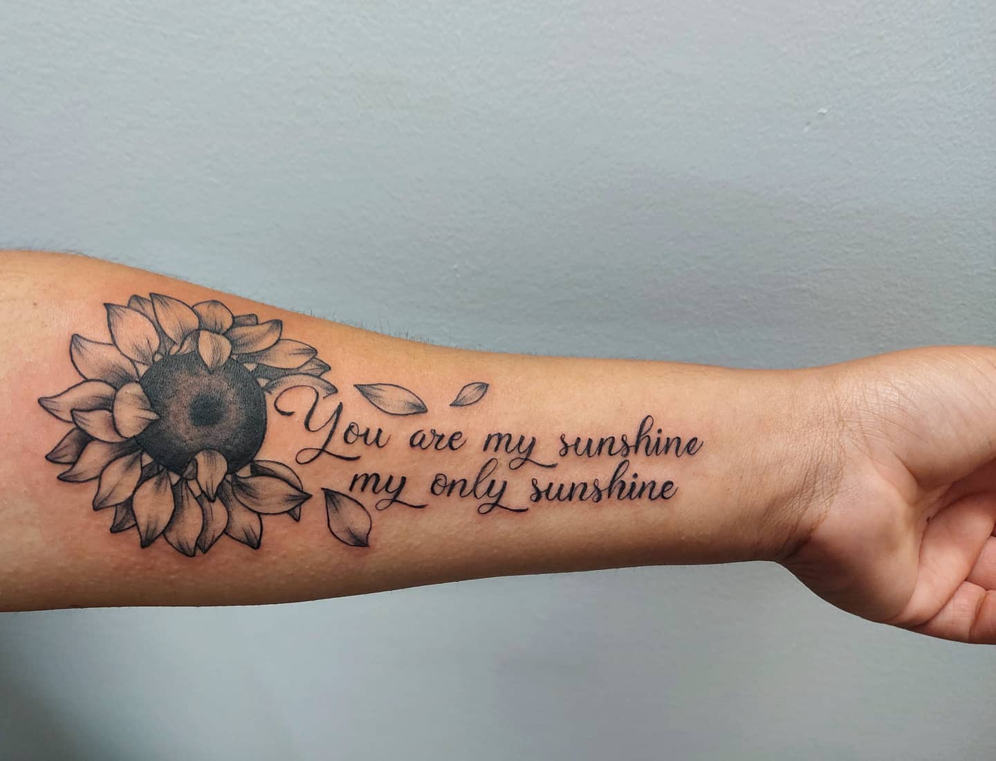 Sunflower & script🌻 - Aly Renay Tattoos