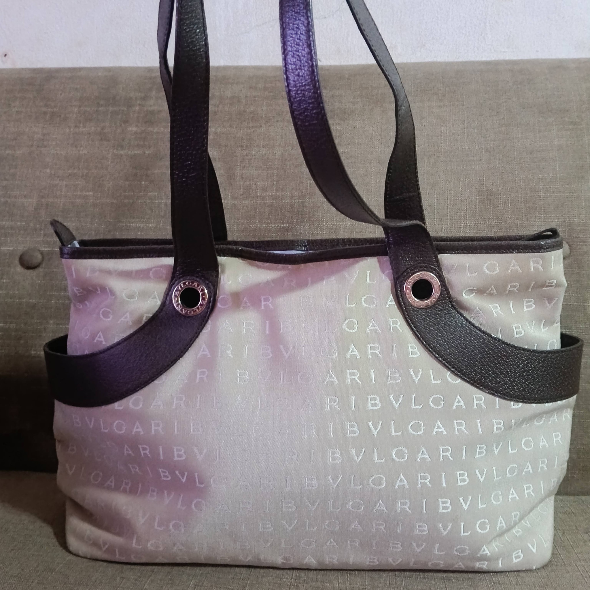 Authentic BVLGARI Signature Canvas Shoulder Bag 100% original 