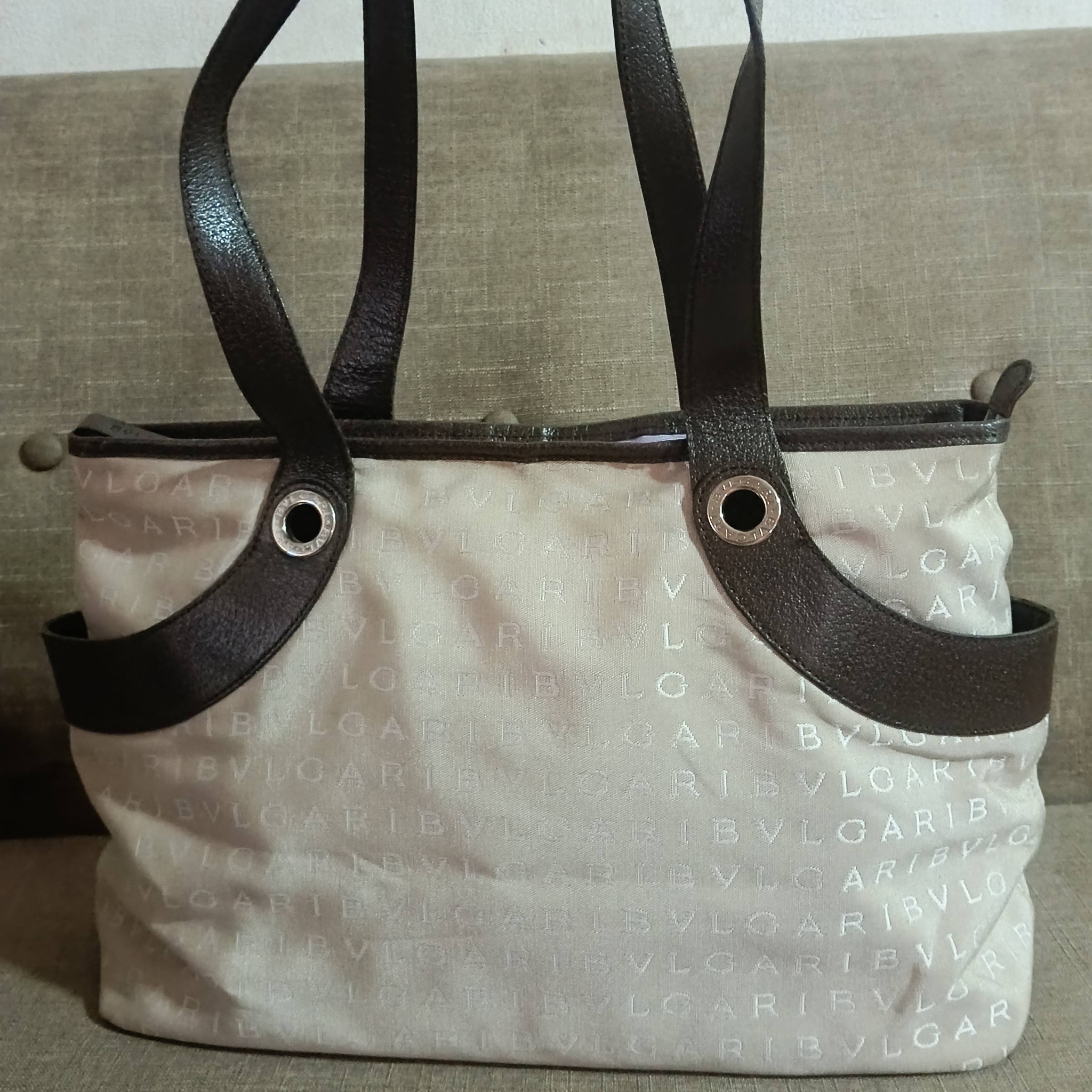 Authentic BVLGARI Signature Canvas Shoulder Bag 100% original 