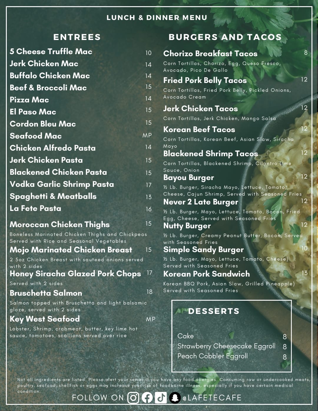 La Fete Cafe - Here's a look at our updated menu! NEW... | Facebook