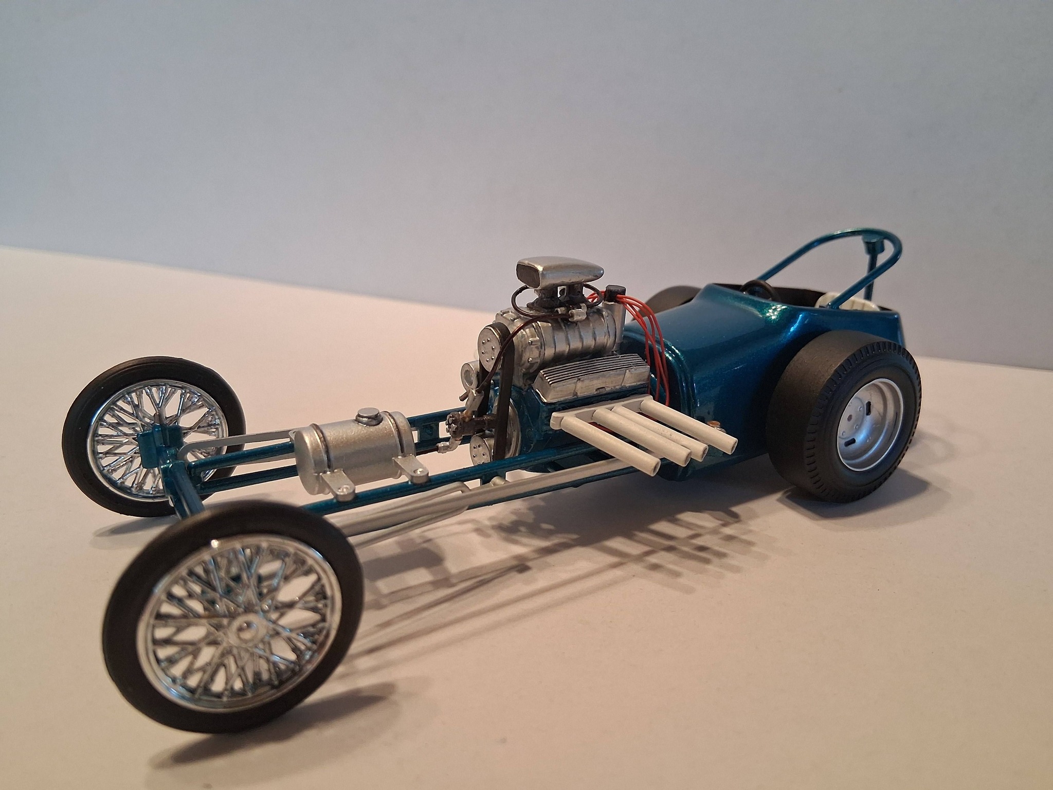 Customized Atlantis Fireball dragster model with scratchbuilt magneto