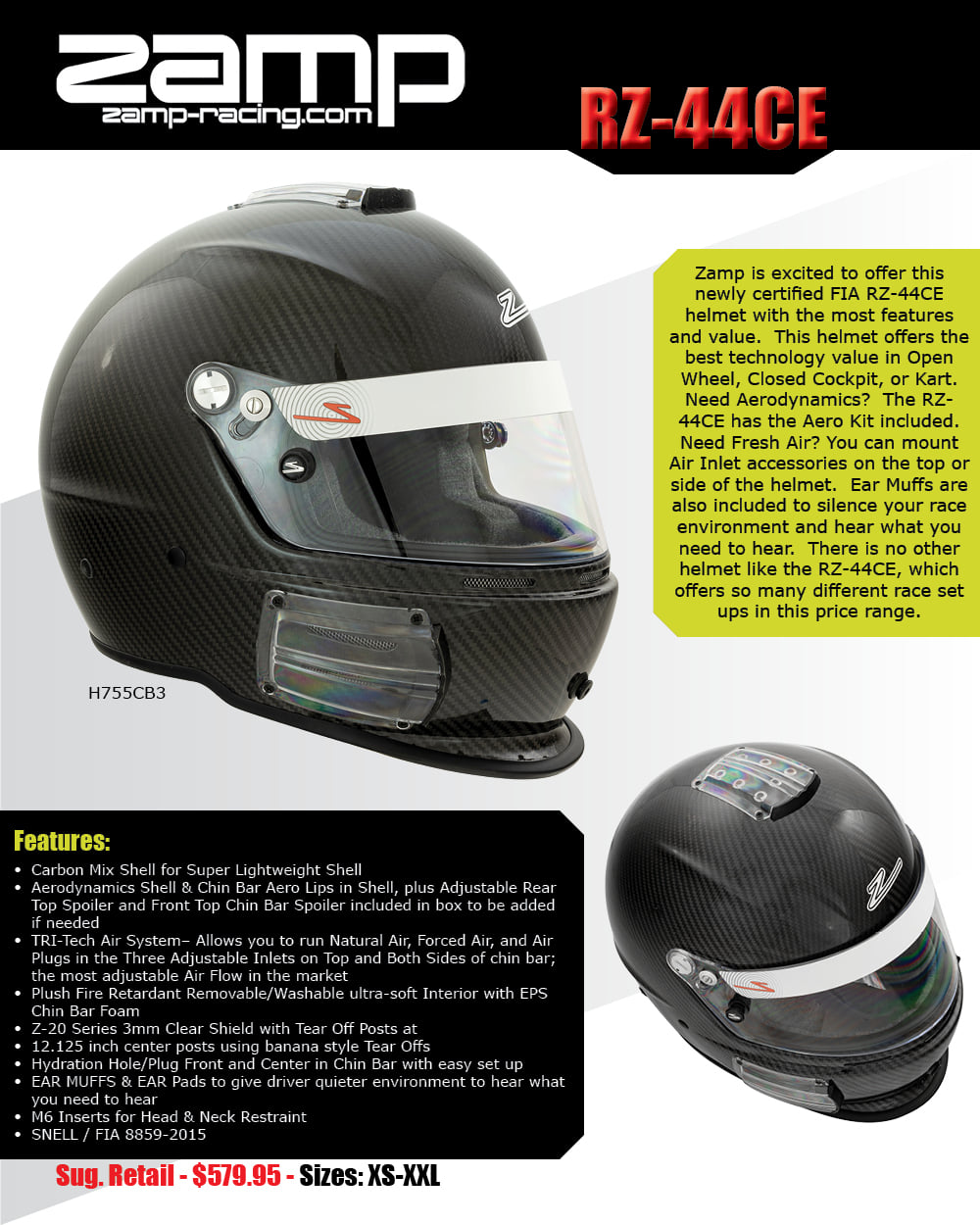 Zamp Racing - The RZ-44CE offers a ton of different race...