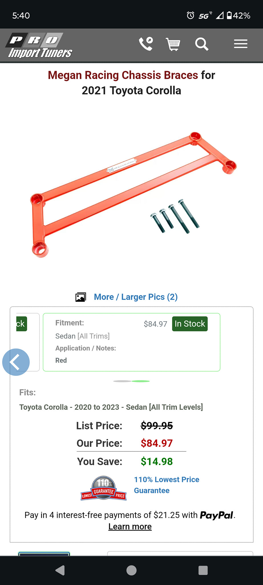 Megan Racing ® SB-HBTR413 - Front Lower H-Brace