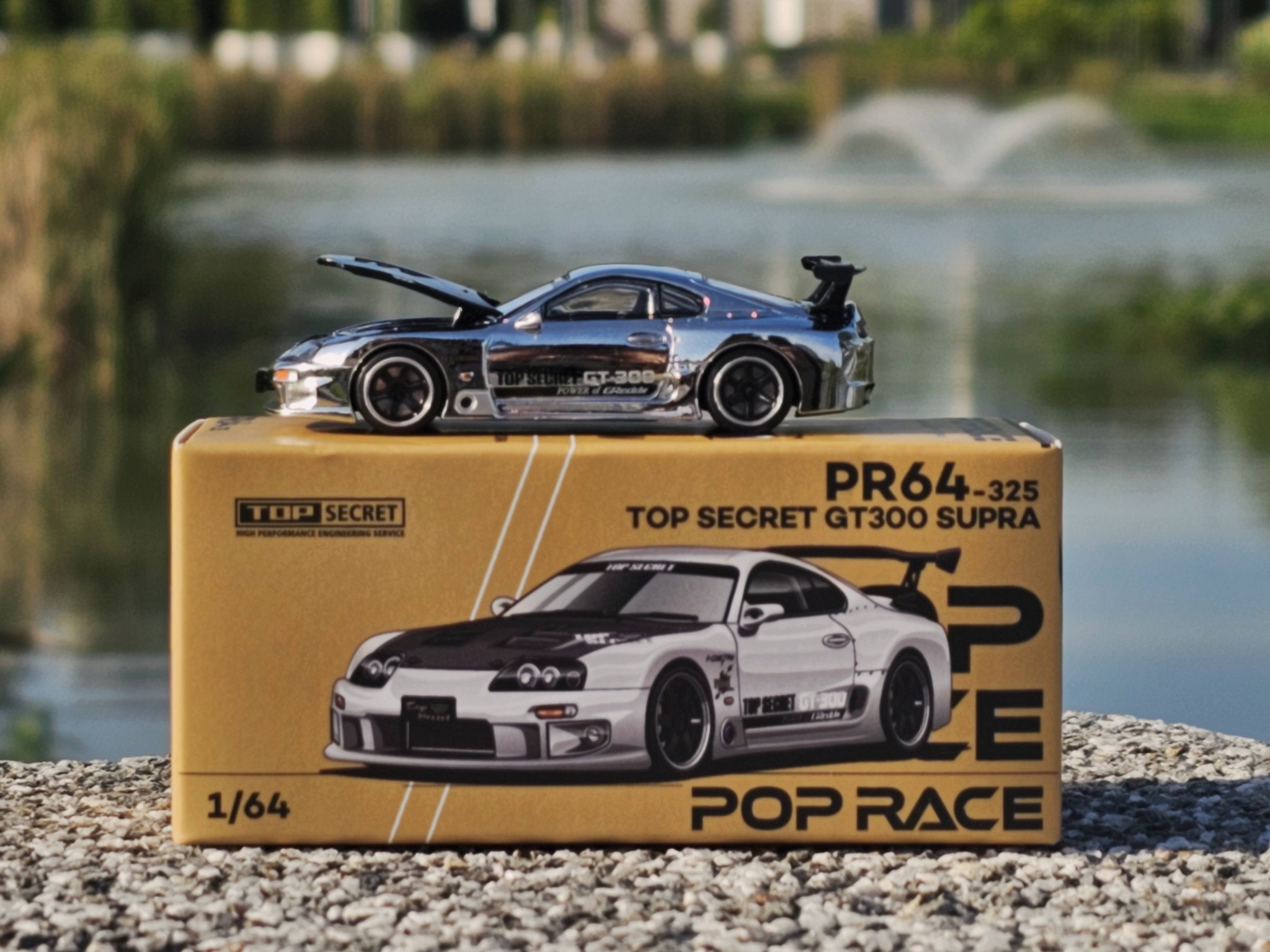 POP RACE 1/64 PR640325 TOP SECRET GT300 SUPRA - SILVER CHROME
