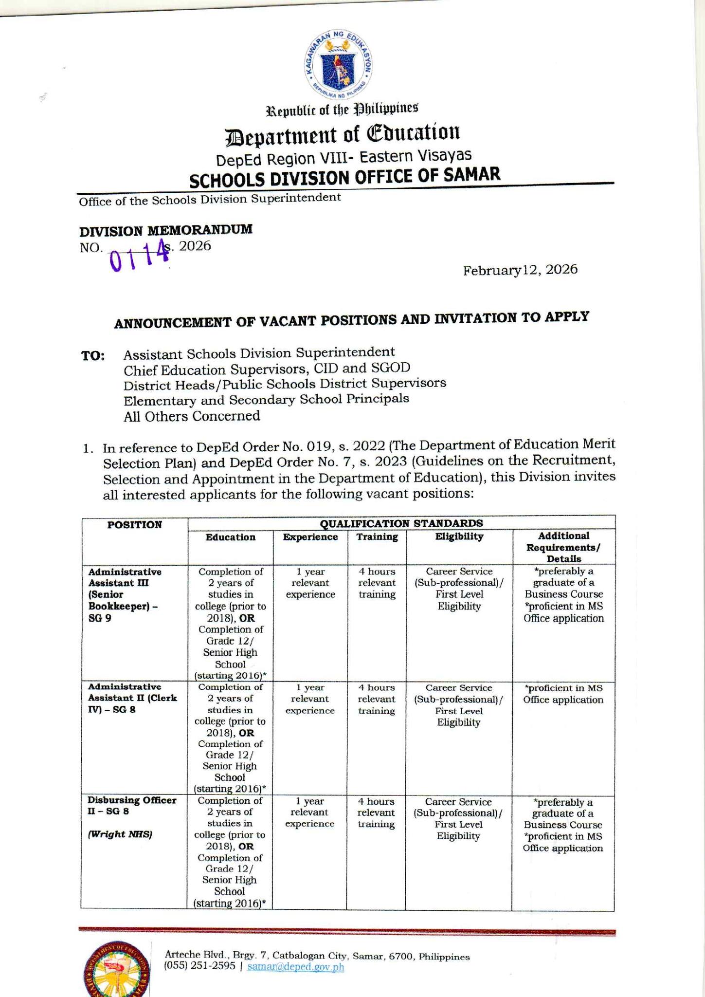 Samar ICT Community | # Division Memorandum No | Facebook