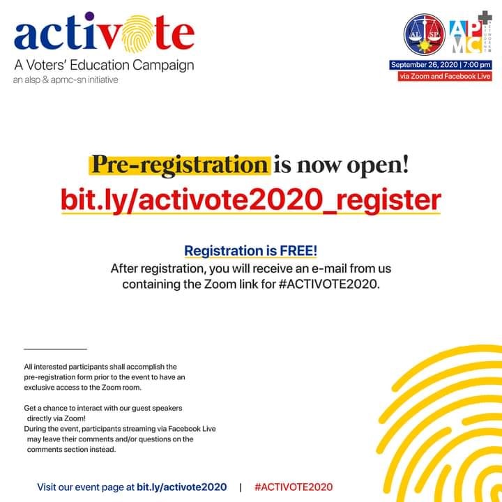 The PRE-REGISTRATION for ACTIVOTE: A Voters' Education Campaign webinar ...