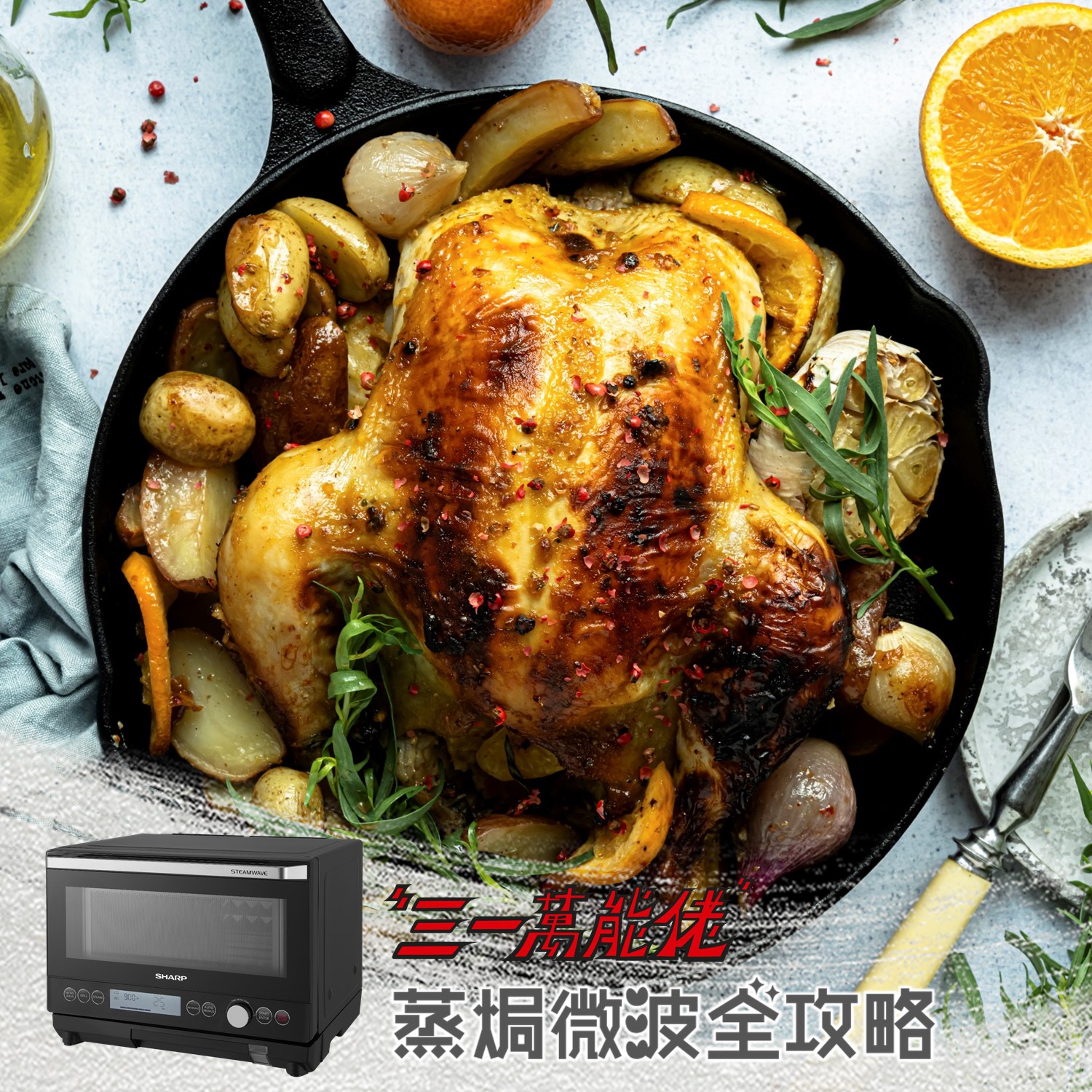 SHARP HK • 用心生活 - 【三一萬能佬|蒸焗微波全攻略】香橙蜜糖烤雞...