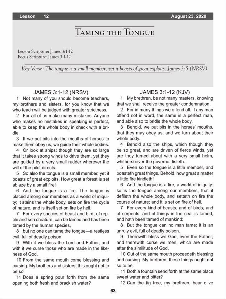 Church School Lesson for... - Saint James AME Church Columbia