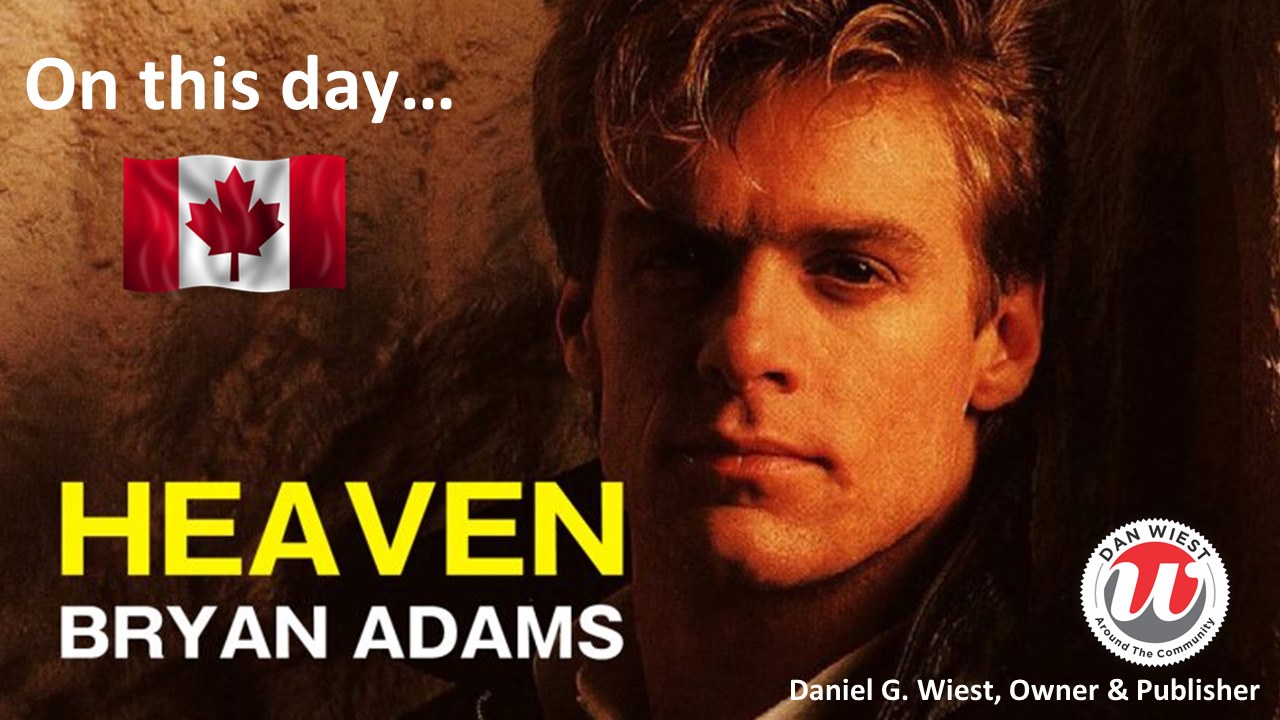 Bryan Adams' single 'Heaven' reaches #1 on Billboard in 1985