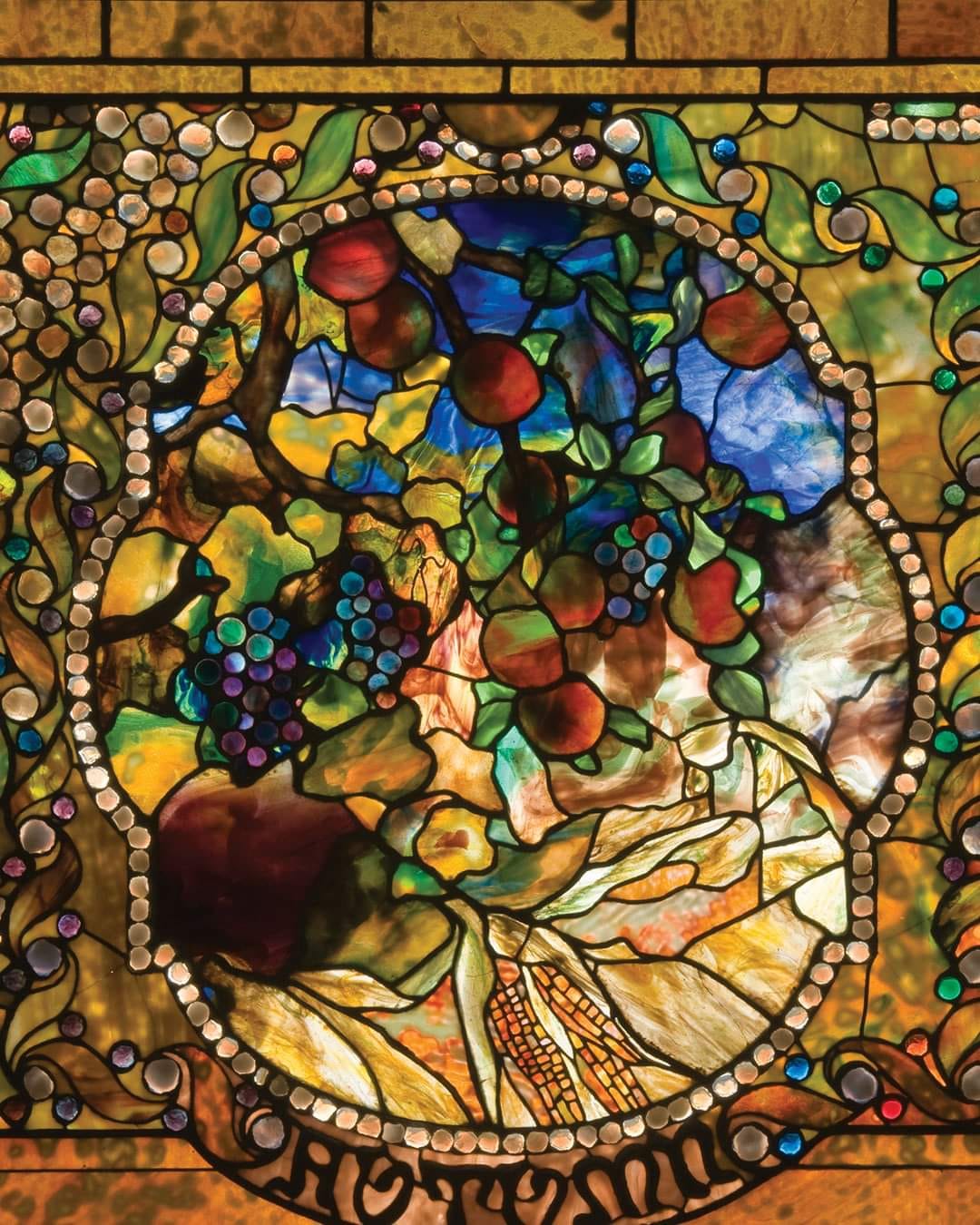 Made c. 1897, this rare abstract design window from Tiffany Glass