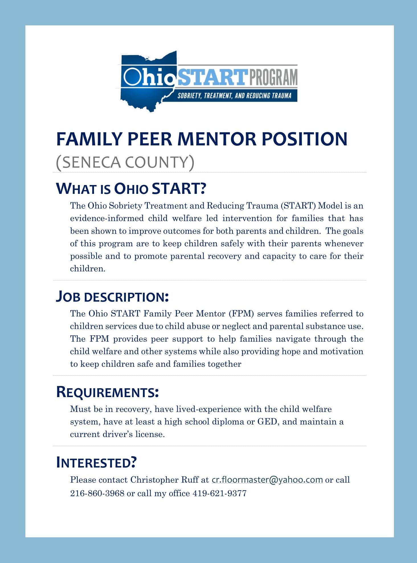 This position with the Ohio START... - Seneca County JFS