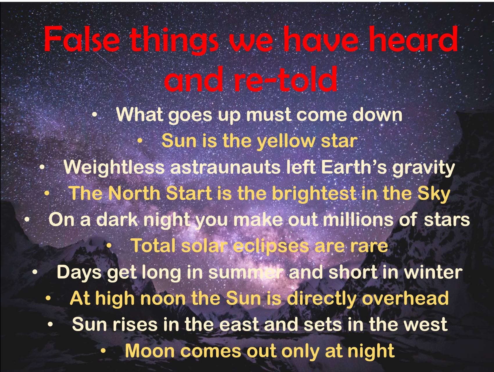 One Slide ID - False things we have heard and re-told...