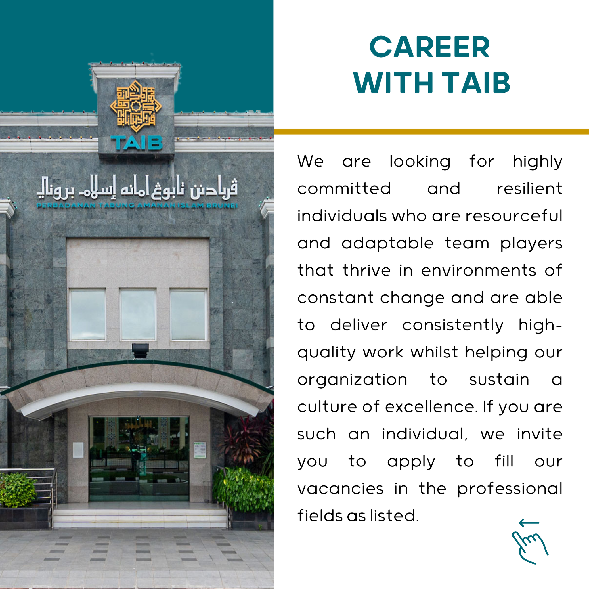 Perbadanan TAIB - CAREER WITH TAIB. We invite you to... | Facebook