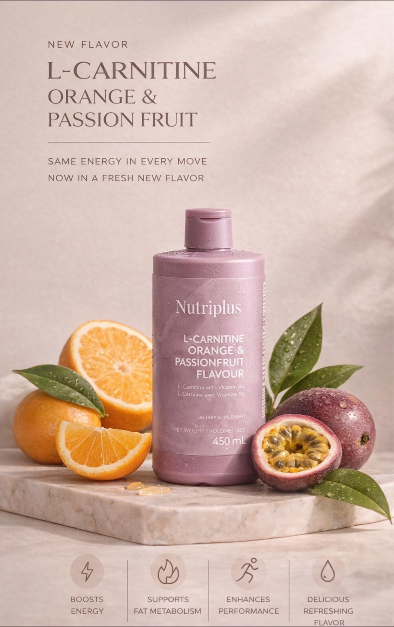 l carnitine fruits NUTRIPLUS L-CARNITINE has arrived in its brand new Orange & Passion Fruit flavour — and energy just got a serious upgrade. Bright citrus freshness meets the exotic depth of passion fruit in IV Therapy in Vancouver COMPENSO Scent:Unscented