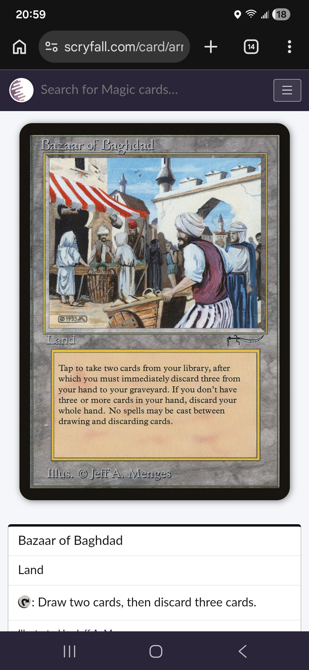 Bazaar of Baghdad is a bad magic card