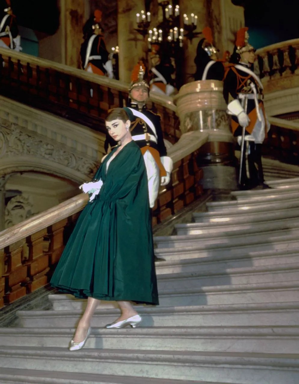audrey hepburn green dress Hepburn's iconic fashion moment at Palace of Versailles cabernet