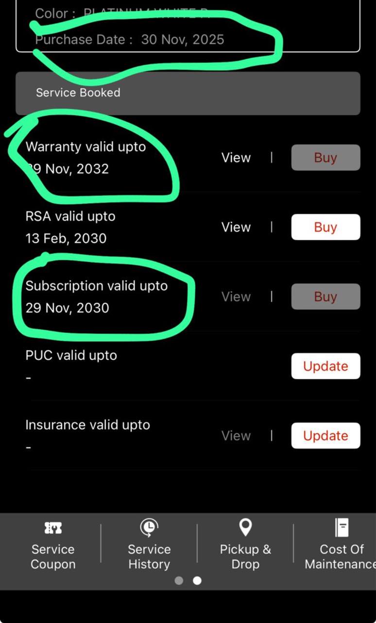 Honda Connect app showing incorrect purchase date?