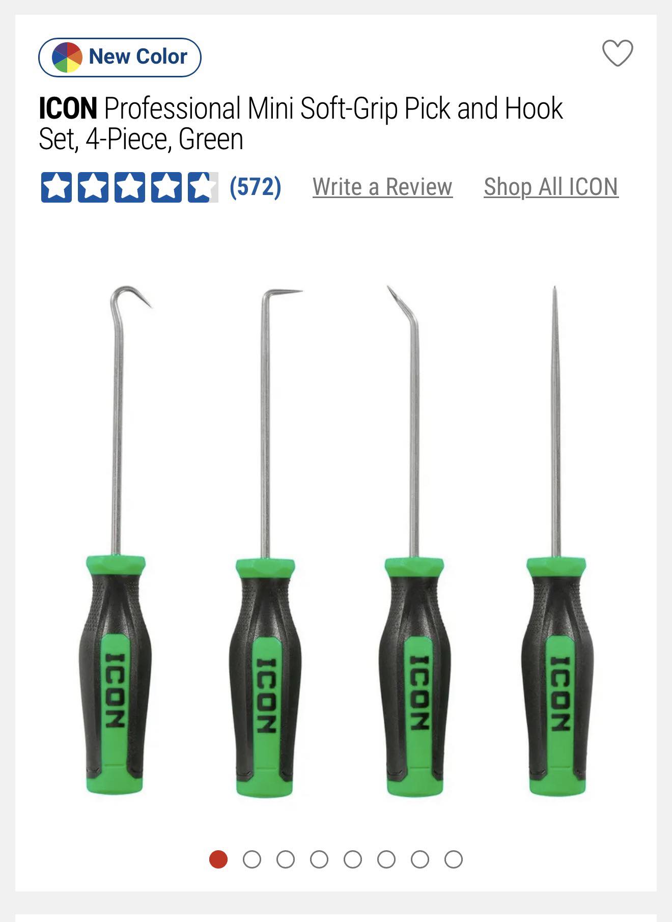 New green ICON Professional Mini Soft-Grip Pick and Hook Set