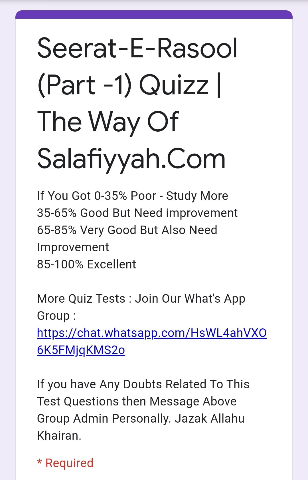 🕖 Seerat-E-Rasool Test in Roman... - The Way Of Salafiyyah | Facebook