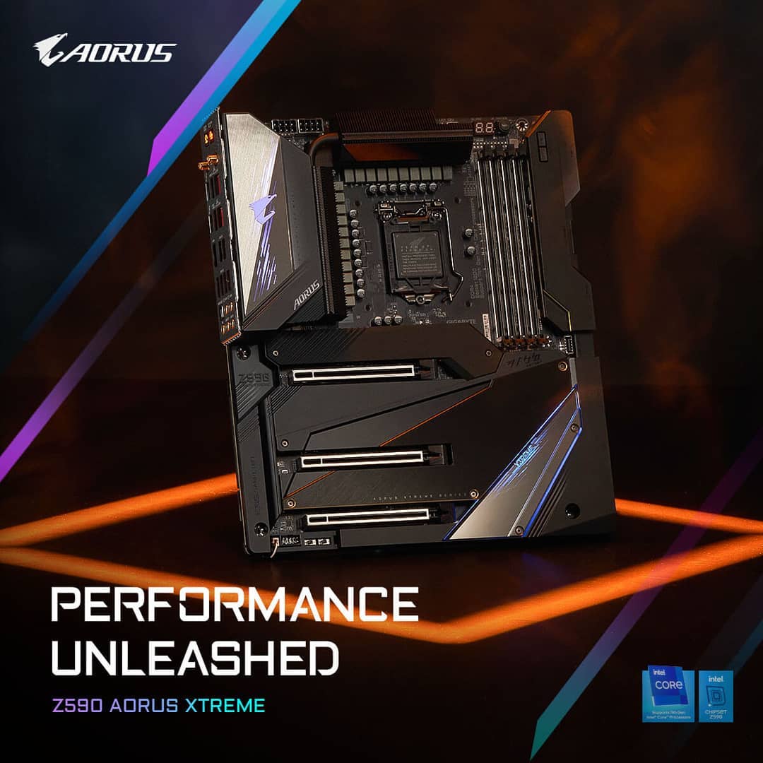 Gigabyte Z590 Aorus Elite motherboard with an Intel Core i9 10900K