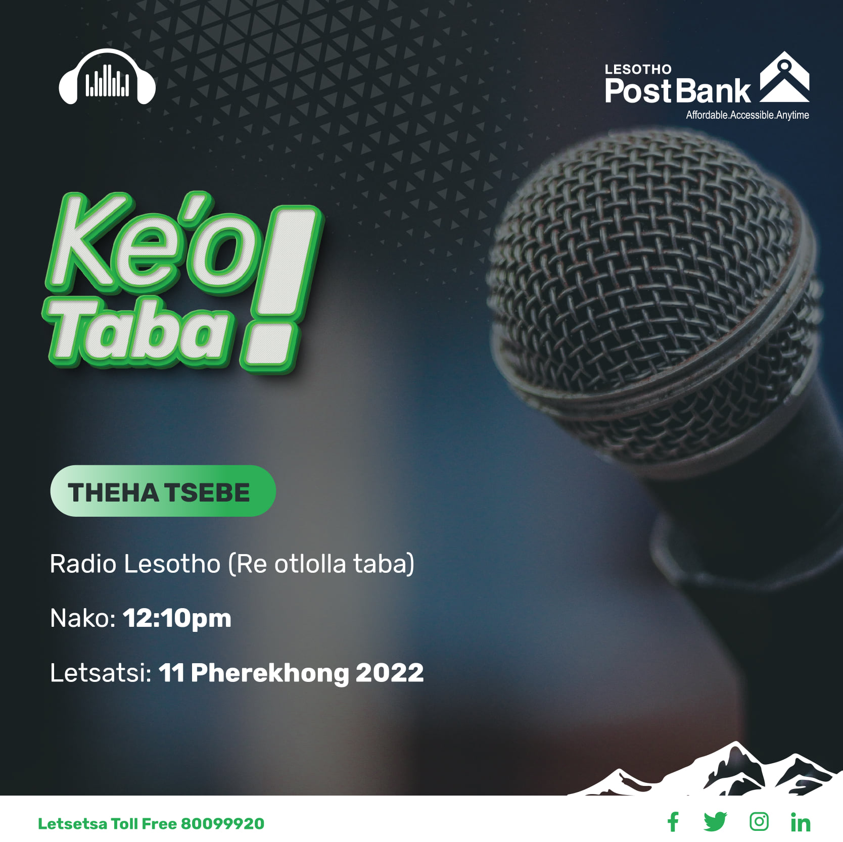 Lesotho - Theha Tsebe! Mamela Radio Lesotho lenaneong la “Re otlolla ...