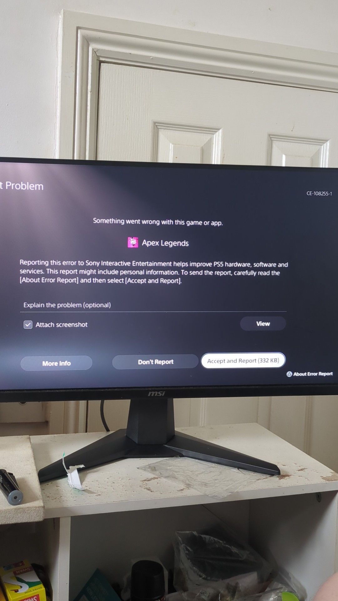 Apex Legends PS5 error code CE-108255-1: Game won't open