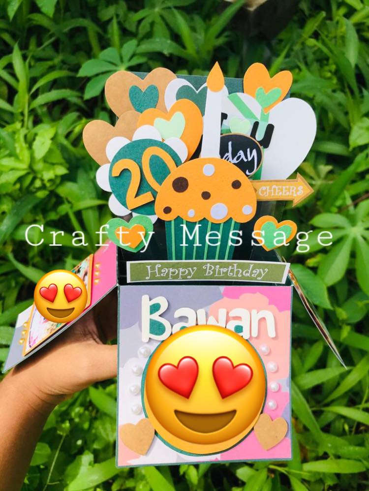 Crafty Message - Green & yellow themed birthday card for...