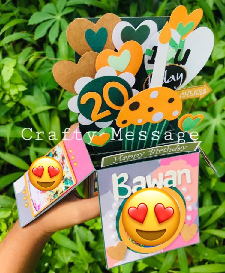 Crafty Message - Green & yellow themed birthday card for...