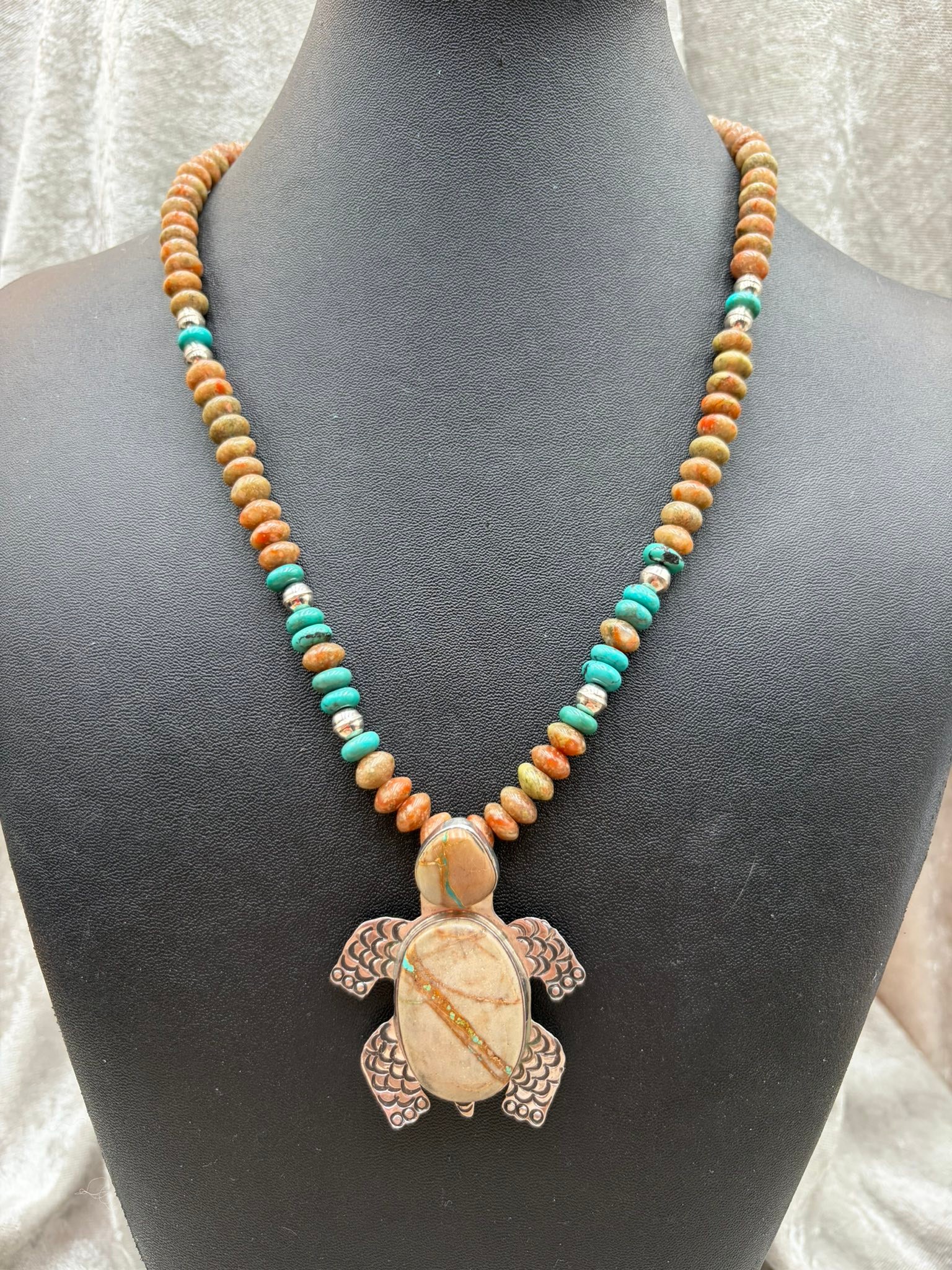 Signed Brad Panteah Zuni/Navajo turquoise turtle pin pendant