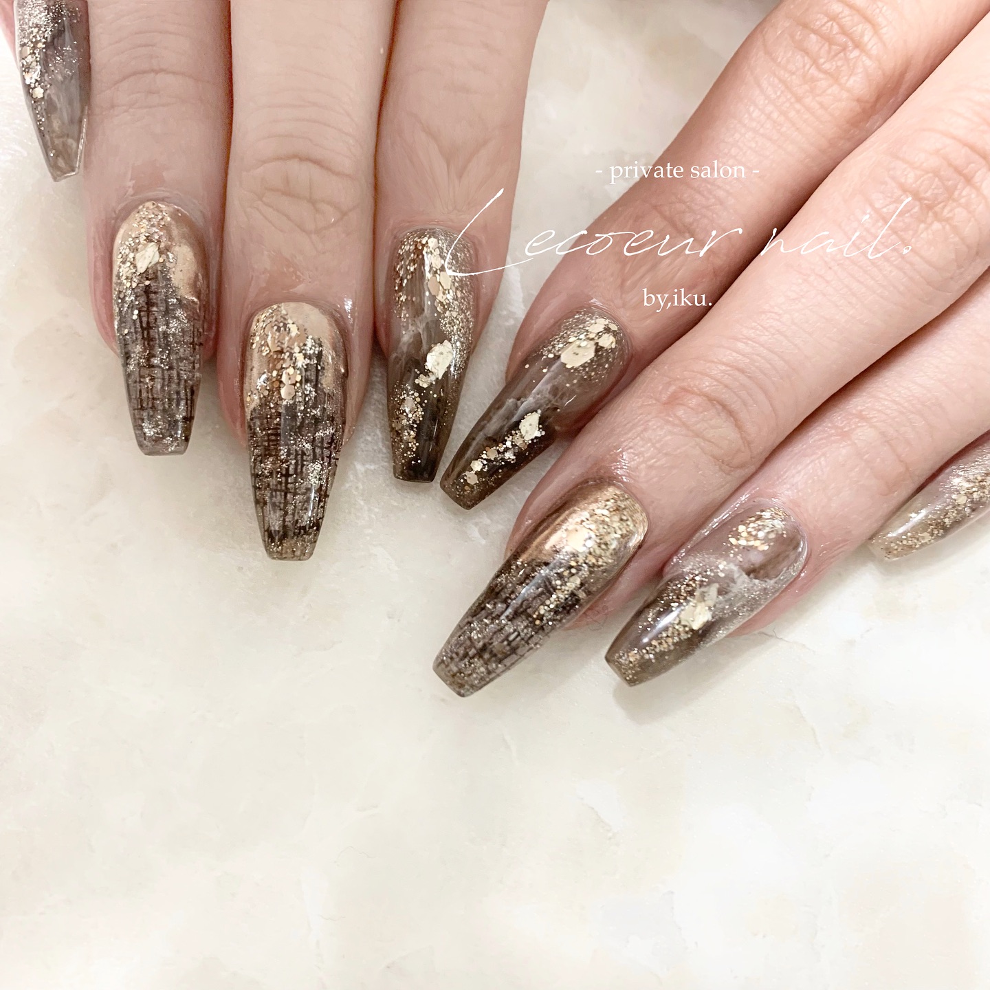 Lecoeur nail. iku - _ ツイード人気が止まらぬ♡ ブラウンでツイード 
