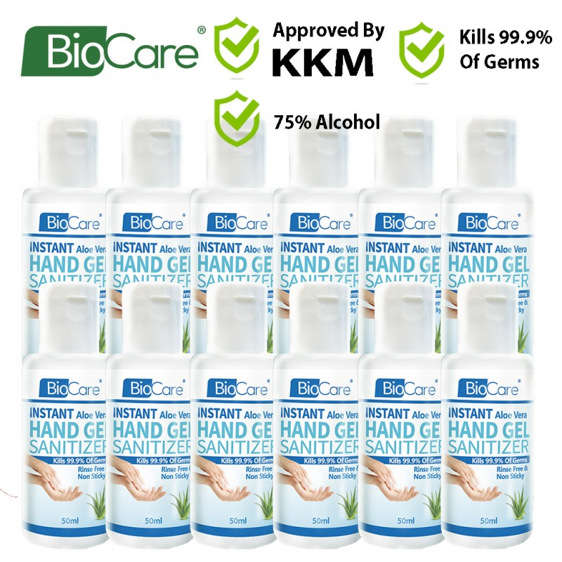 Ready Stock Biocare Instant Hand Sanitizer Gel 12x50ml With Aloe Vera Facebook