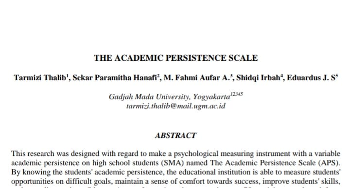 Tarmizi Thalib - The academic persistence scale. One step...