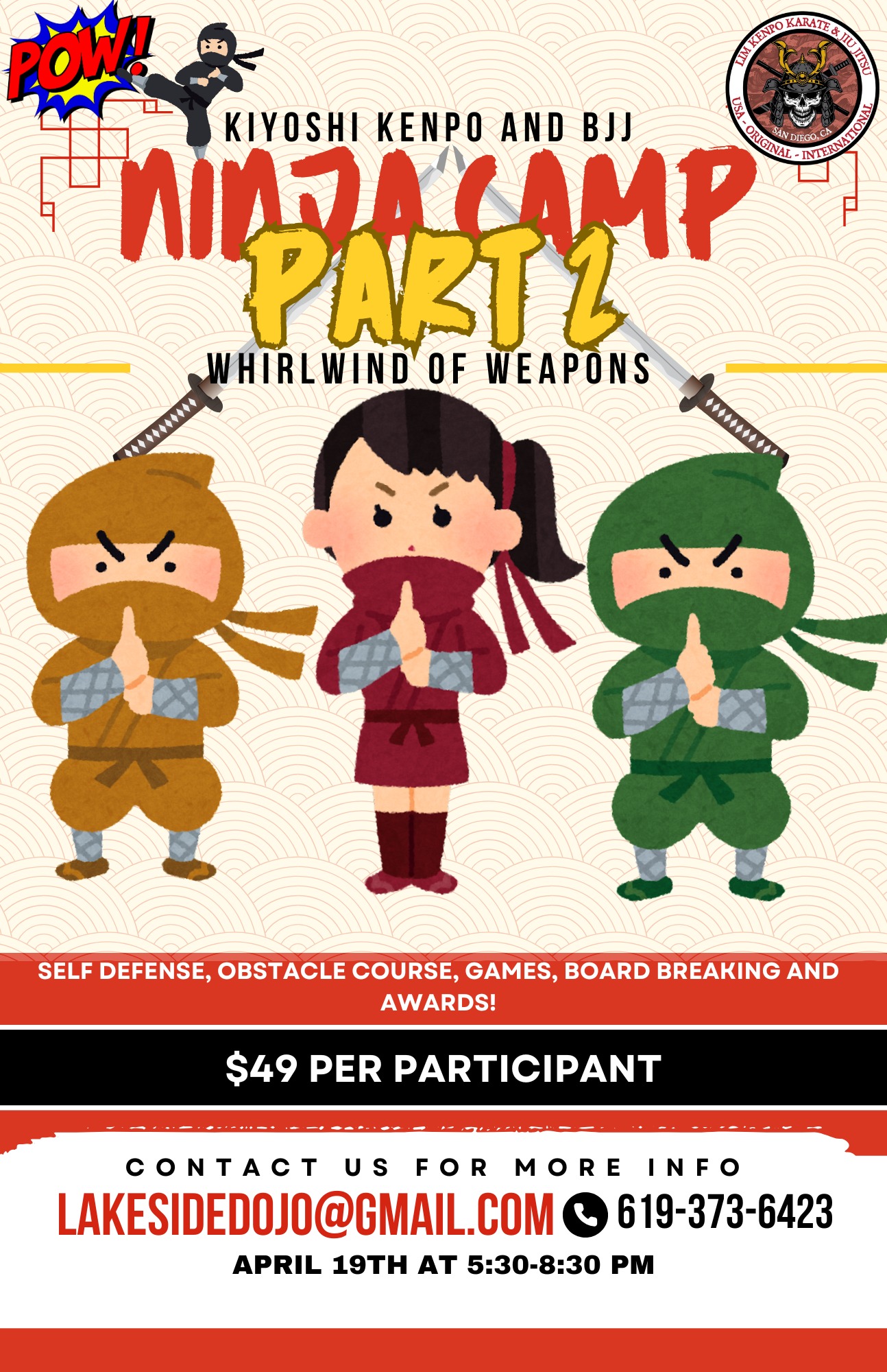 Ninja camp for kids with sword fighting and self defense