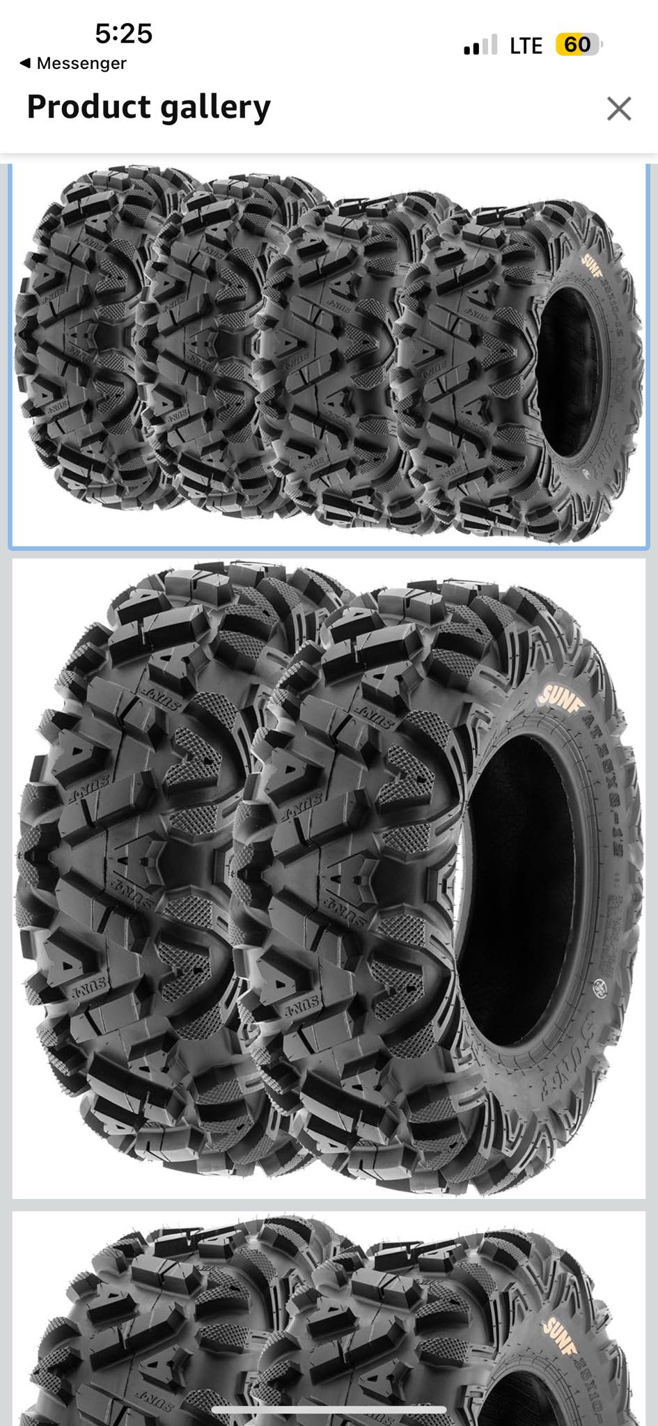Roadguider ATV/UTV Tires Set 4, 25x8-12 Front & 25x10-12 Rear, 6PR