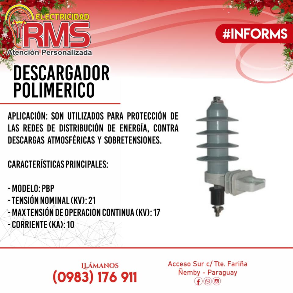 Electricidad RMS - DESCARGADOR POLIMERICO Aplicación: Son utilizados ...