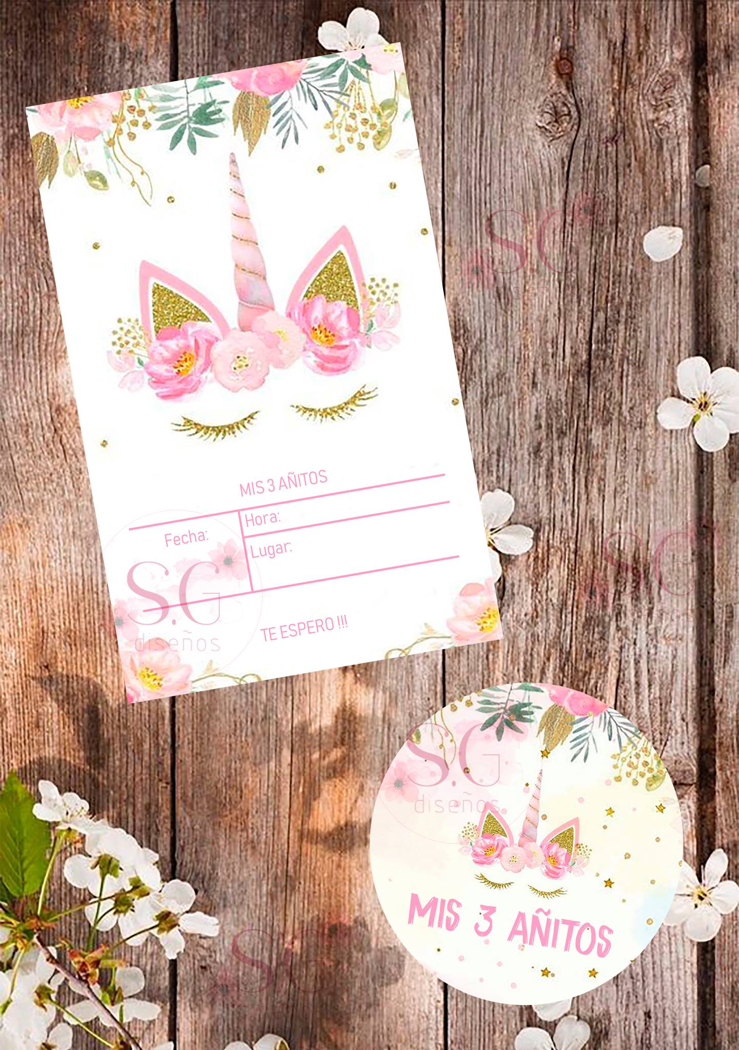 Sol.G Diseños - Dos opciones de invitación + sticker de...