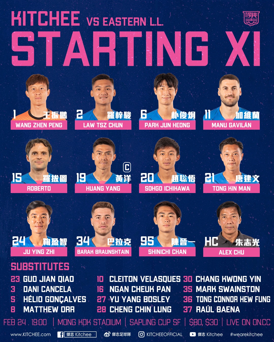 傑志 Kitchee - 【激戰東方龍獅】 ‼️羅拔圖首次上陣‼️ 菁英盃準決賽 Sapling Cup...