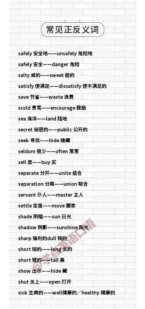 語錄天堂 英语单词反义词 好记又好用 Facebook